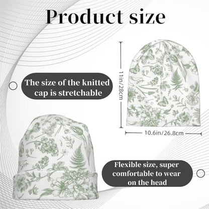 Unisex Stretch Knit Beanie Hat - color: Plants Butterflies
