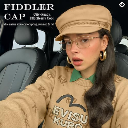 Funky Junque Greek Fisherman Newsboy Cap, Cotton Captains Bakerboy Hat - color: 2 Pack - Black & Khaki