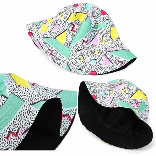 Quanhaigou Bucket Hats Unisex Summer Travel Beach Fisherman Cap for Men Women Teens - color: Geometrical Pattern