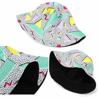 Quanhaigou Bucket Hats Unisex Summer Travel Beach Fisherman Cap for Men Women Teens - color: Geometrical Pattern