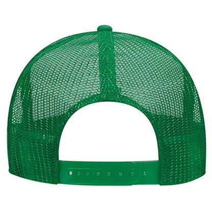 OTTO Wholesale 12 x Polyester Foam Front 5 Panel High Crown Mesh Back Trucker Hat - (12 Pcs) - color: Kly/Wht/Kly