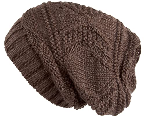 Lilax Knit Slouchy Oversized Soft Warm Winter Beanie Hat - color: Brown