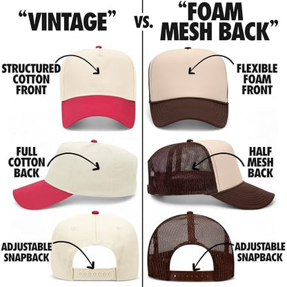 Design Your Own Custom Vintage Trucker Hat | Upload Text, Logo, Or Image | Premium Snapback Baseball Hat for Men & Women
