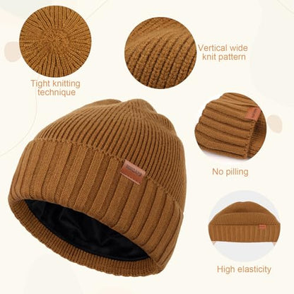 Wmcaps Fleece Lined Knit Beanie for Men Women, Soft Warm Winter Hat - color: Grey