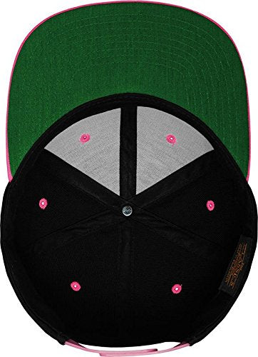 Custom Hat. 6089 Classic Snapback. Embroidered. Place Your Own Text/Logo - color: Black/Neon Pink