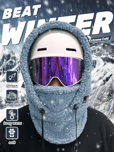 Shy Velvet Sherpa Hood Balaclava Wind-Resistant Ski Mask for Men and Women - color: Blue
