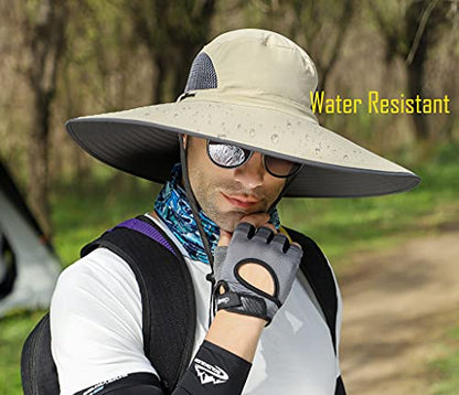 Leotruny Men Wide Brim Sun Hats UPF50+ Waterproof Breathable Bucket Hat - color: C04-light Grey