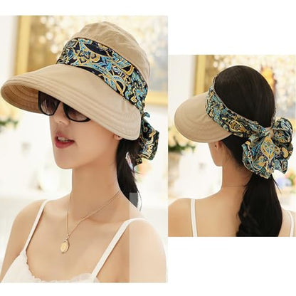 Fashion Multifunctional UPF 50+ UV Sun Protection Breathable Face Neck Flip Folding Sun Hat for Women - color: Khaki