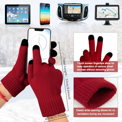 Winter Scarf for Men, 3 PCS Fleece Beanie Hat and Gloves Set - color: Wine Red Hat Scarf Gloves Set