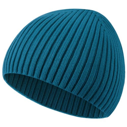 Wool Knit Beanie Hats for Men Women,Cuffless Winter Skull Caps - color: 1-lake Blue