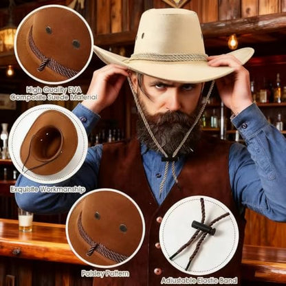 12 Set Cowboy Hats with Bandanas, Felt Western Cowgirl Hats Bulk