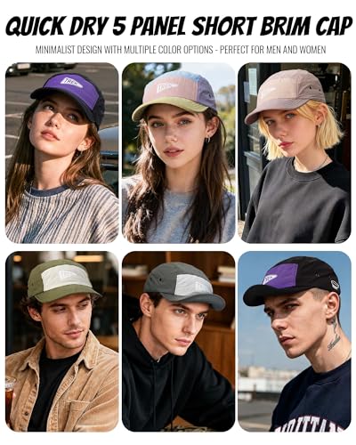 Clakllie Quick Dry Short Brim Hats for Men 5 Panel Running Hat Waterproof Baseball Cap Outdoor Hiking Hat Flat Bill Cadet Cap - color: Cdus-bssd2567-grey