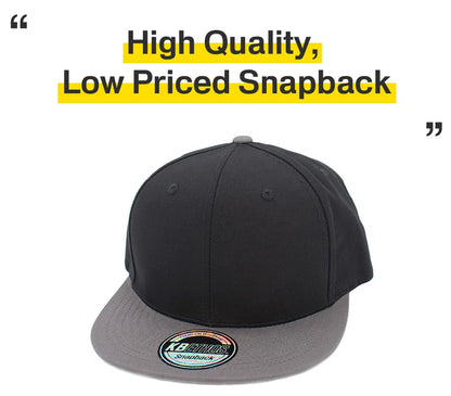 KBETHOS Classic Snapback Hat Blank Cap Underbrim Cotton Wool Blend Flat Visor Adjustable Unisex - color: Black Dark Gray