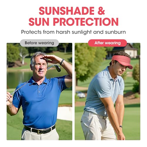 Sweat-Wicking Sports Sun Visor Women Men Adjustable for Tennis Golf Running - color: Red