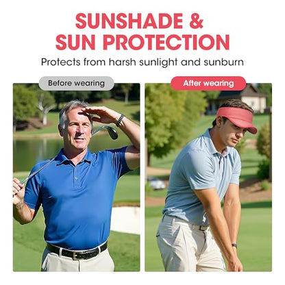 Sweat-Wicking Sports Sun Visor Women Men Adjustable for Tennis Golf Running - color: Red
