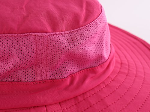 Home Prefer Outdoor UPF50+ Mesh Sun Hat Wide Brim Fishing Hat with Neck Flap Sun Hat for Men Women - color: Rose Red