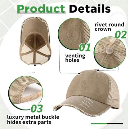 Suhine 24 Pcs Blank Trucker Hat Bulk,Unisex Baseball Cap - color: Khaki