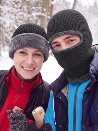 Blulu Ski Knitted Mask for Men,1 Hole - color: Dark Gray, size: Medium