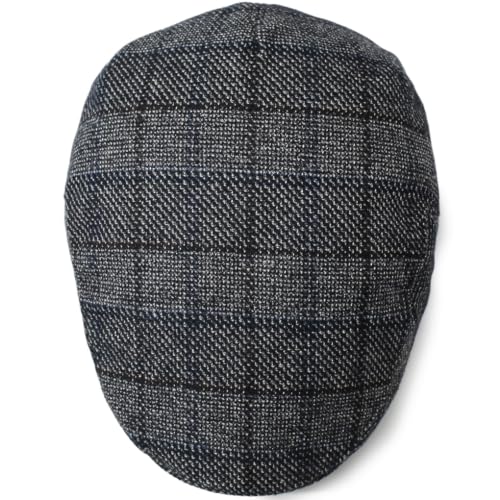 Men's Newsboy Cap with Earflaps Flat Ivy Caps Gatsby Golf Cabbie Hats - color: Blue Square