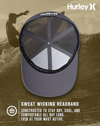 Hurley Mens Mini Icon Mesh Panel Fitted Trucker Baseball Cap - color: Dark Grey, size: Large-X-Large