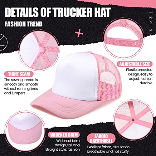 Tarpop 10 Pcs Sublimation Blank Trucker Hats Bulk - color: Pink and White