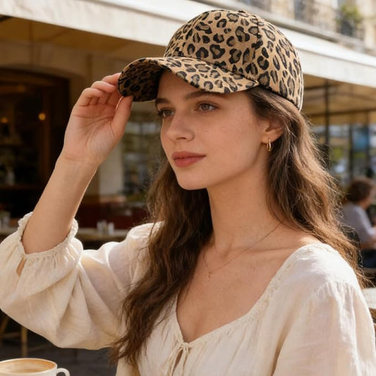 Baseball Hats for Women Men Adjustable Leopard Print Dad Trucker Hat Cotton Sun Protection Caps Sports Golf Medium - color: Dark Khaki -Leopard