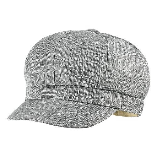 Women Cotton Blend Newsboy Cap Cabbie Paperboy Painter Visor Hat - color: Grey B