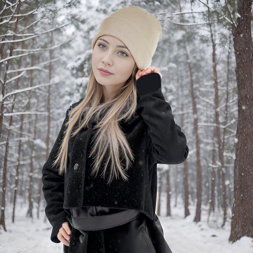 Pistha Beanie for Men Women-Knit Beanie Hats Skull Cap Winter Warm Hat - color: Beige