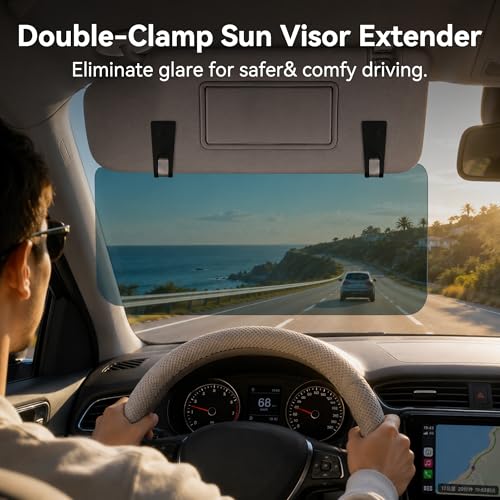 Car Sun Visor Extender – Anti-Glare Polarized Sun Blocker, UV400 Clip-On Tinted Visor Extension for Windshield, Ideal for Safe Driving