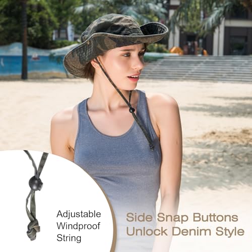 Bucket Hat UV Protection Sun Hat, Boonie Fishing Safari Hats for Outdoors - color: Woodland Camo