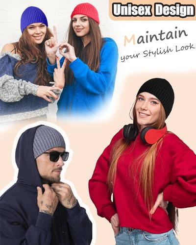 ROYBENS Wool Beanie for Men Women, Seamless Knit Warm Winter Hat Skull Caps - color: 1pcs-white