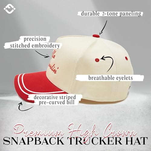 Funky Junque Women's 2 Tone Trucker Hats - color: Hello Darlin' - Red/Beige