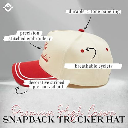 Funky Junque Women's 2 Tone Trucker Hats - color: Hello Darlin' - Red/Beige