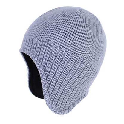 Connectyle Men's Knit Winter Hat with Ear Flaps Fleece Lined Beanie Warm Knitted Skull Cap Beanies Watch Hat - color: Light Grey