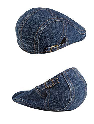 2 Pack Mens Denim Cotton Newsboy Cap Ivy Gatsby Driving Hunting Cabbie Hats - color: 2 Pack-e