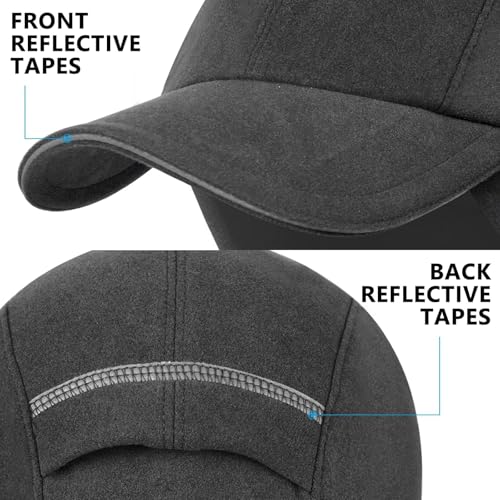 GADIEMKENSD Women's Winter Reflective Fleece Ponytail Hat with Drop Down Ear Warmer - color: Dark Gray