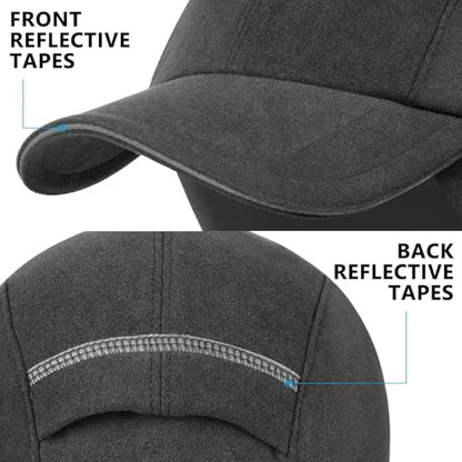 GADIEMKENSD Women's Winter Reflective Fleece Ponytail Hat with Drop Down Ear Warmer - color: Dark Gray
