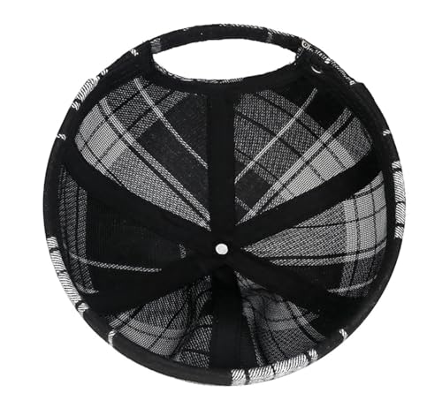 DIYDECAL Striped Plaid Brimless Worker Cap,Retro Skullcap Docker Hat for Men Womens - color: Black