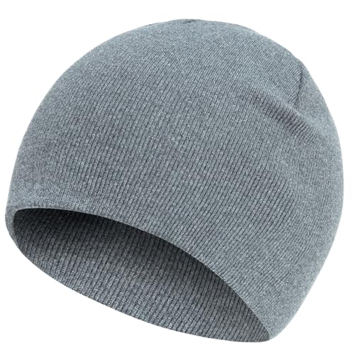 100% Cotton Beanie Hat for Men Women Cuffless Warm Winter Hats - color: 1pcs-light Gray