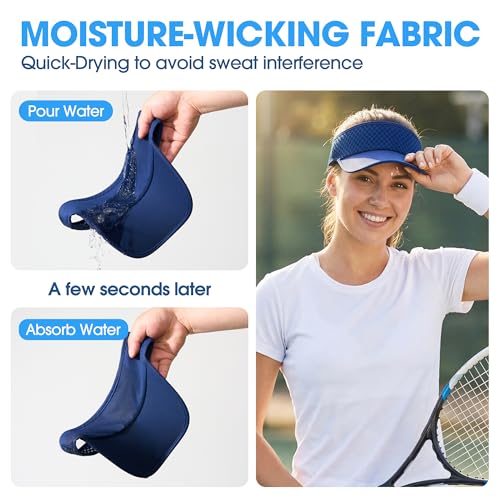 LONGLONG Sports Sun Visor Hat with Non-Slip Toggle Breathable for Women Men - color: Navy Blue