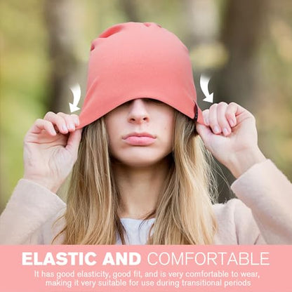 HAMUNI Slouchy Beanie for Women Men Soft Cotton Chemo Hats Double-Layer Warm Beanie Cap for Daily Wear & Transitional Seasons - color: Peach Pink