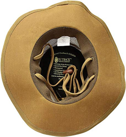 Outback Trading Company Unisex 1472 Kodiak with Mesh Sun-Protective Waterproof Breathable Outdoor Cotton Oilskin Hat - color: Field Tan, size: Small