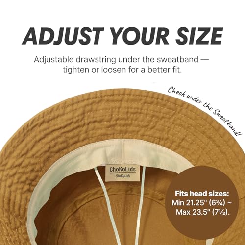 Hot Summer Bucket Hat - Trendy Cotton Sun Hat for Beach, Golf, Fishing - color: Mustard