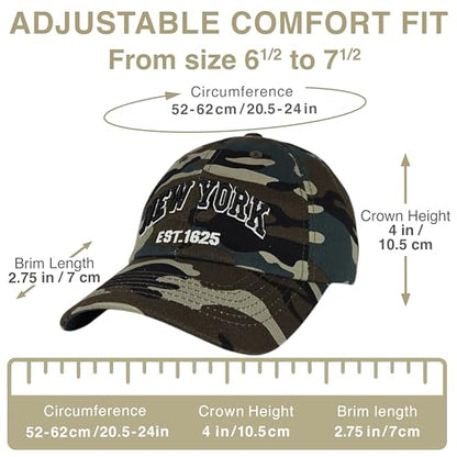 E BY ELIDAN NY Dad Hat, New York EST.1625 Cotton Baseball Cap Women & Men - color: Camo