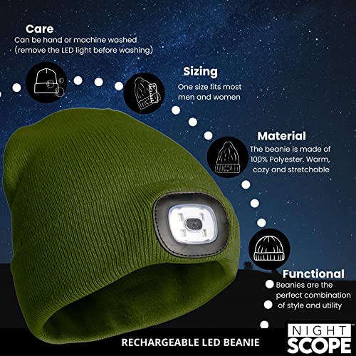 Classic Rechargeable LED Warm Knit Beanie Head Light Hat Headlamp for Outdoor Activities - color: Green