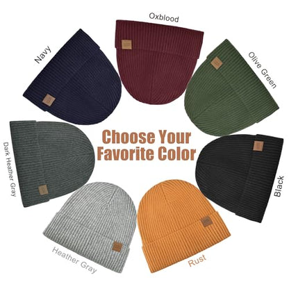 Unisex XXL Winter Hat, Fleece Lined Beanie Skull Cap Thermal Beanies Warm Ski Hat for Cold Weather - color: Heather Gray
