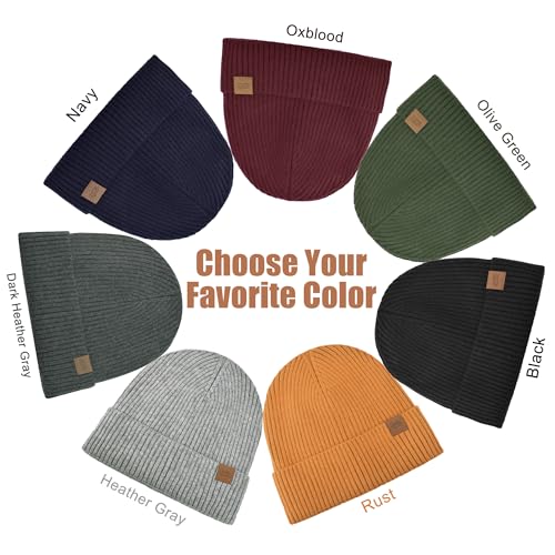 Unisex XXL Winter Hat, Fleece Lined Beanie Skull Cap Thermal Beanies Warm Ski Hat for Cold Weather - color: Dark Heather Gray