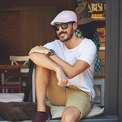 Geyoga 6 Pcs Men's Flat Cap Newsboy Hat Adjustable - style: Multicolor Flat