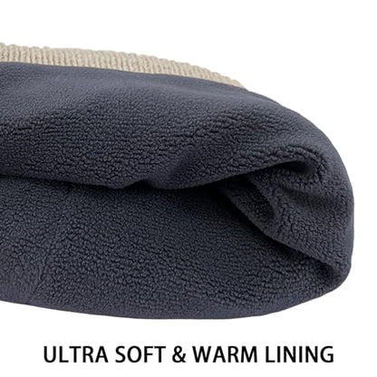 Winter Beanie Hats for Women Men Fleece Slouchy Knit Thick Beanies Warm Thermal Snow Ski Hat Gifts for Cold Weather - color: Beige