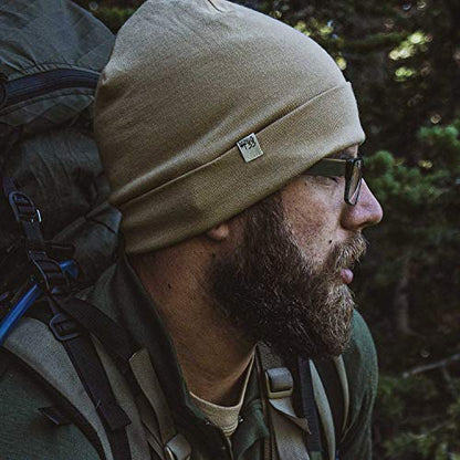 100% Merino Wool Cuff Beanie - Warm Winter Hat - Novelty Beanie - Toque - color: Desert Sand